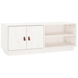 TV Cabinet White 105x34x40 cm Solid Wood Pine - thumbnail 2