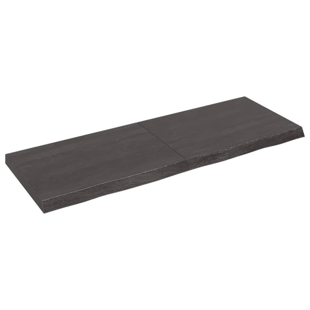 Wall Shelf Dark Grey 140x50x(2-6) cm Treated Solid Wood Oak - image 1