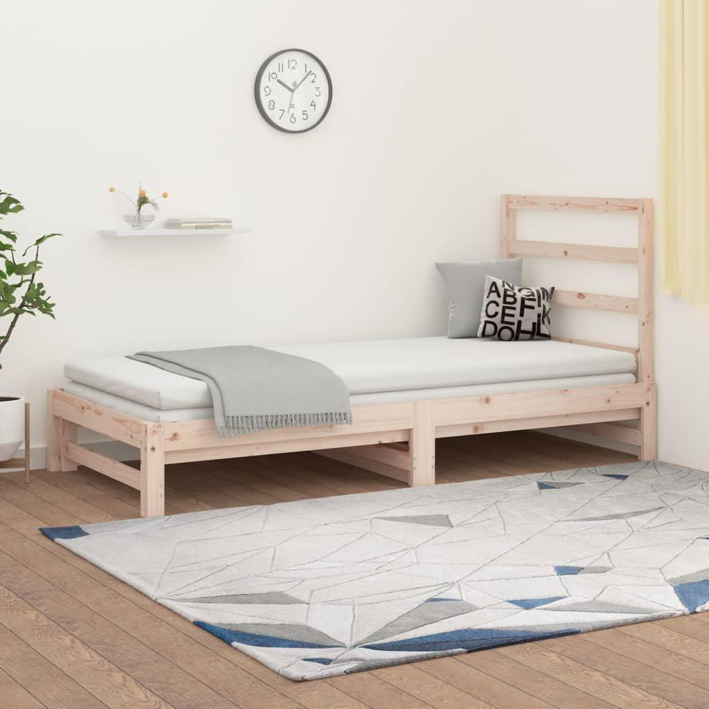 Pull-out Day Bed 2x(90x200) cm Solid Wood Pine - image 1