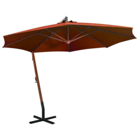 Hanging Parasol with Pole Terracotta 3.5x2.9 m Solid Fir Wood - thumbnail 1