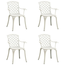 Garden Chairs 4 pcs Cast Aluminium White - thumbnail 1