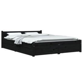 Bed Frame with Drawers Black 120x190 cm Small Double - thumbnail 3