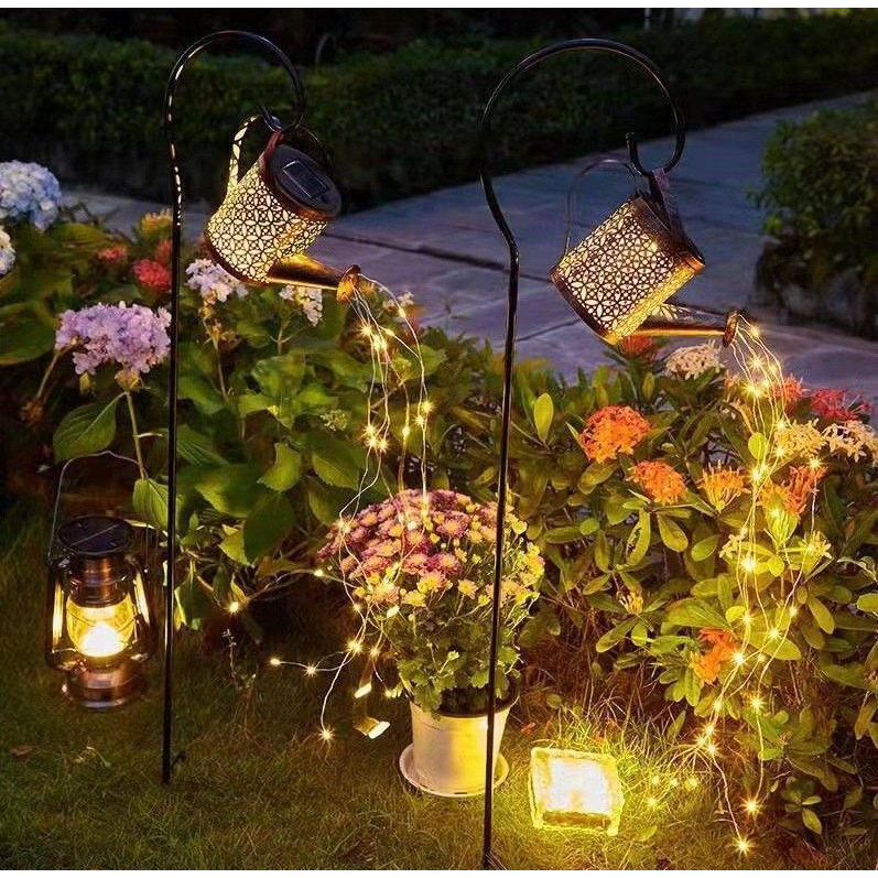 Solar Powered Watering Can Garden Light Small Or Large - image 1