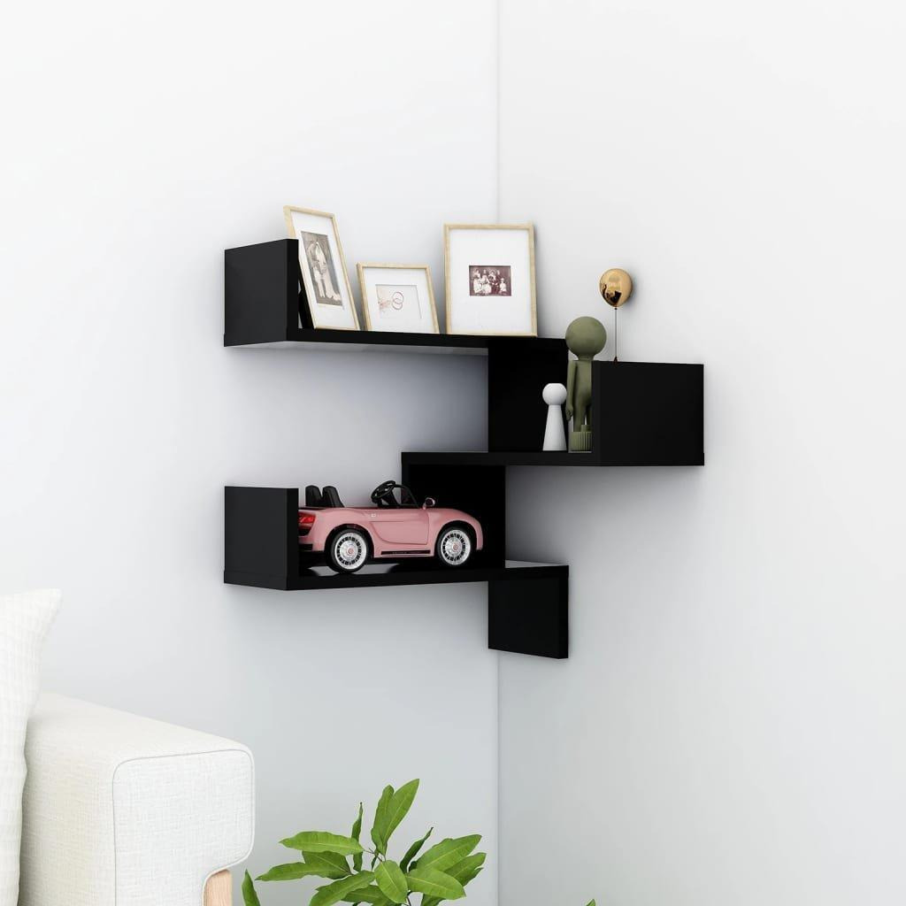 Wall Corner Shelf Black 40x40x50 cm Engineered Wood - image 1