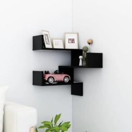Wall Corner Shelf Black 40x40x50 cm Engineered Wood - thumbnail 1