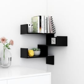 Wall Corner Shelf Black 40x40x50 cm Engineered Wood - thumbnail 3