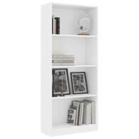 4-Tier Book Cabinet White 60x24x142 cm Engineered Wood - thumbnail 3