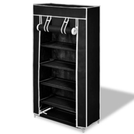 Fabric Shoe Cabinet with Cover 58 x 28 x 106 cm Black - thumbnail 1