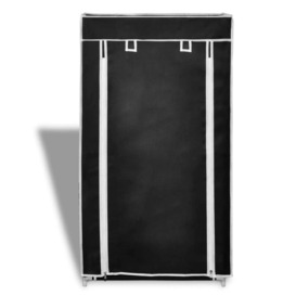Fabric Shoe Cabinet with Cover 58 x 28 x 106 cm Black - thumbnail 2