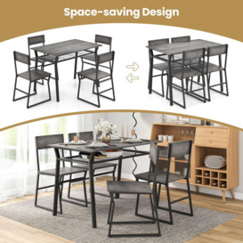5 PCS Industrial Dining Table Set Rectangular Kitchen Table W/ 4 Chairs Metal Frame - thumbnail 3