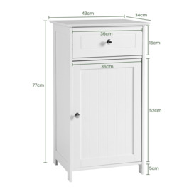 Bathroom Floor Cabinet Wood Storage Organizer Adjustable Shelves W/ Drawer Door - thumbnail 2