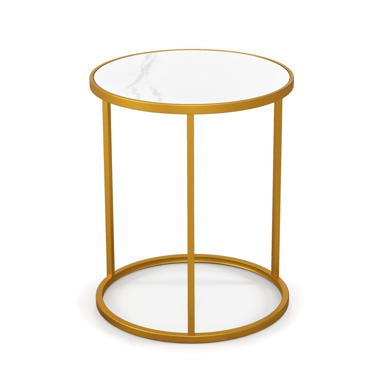 59cm Tall Marble Top Round Side Table Modern Sofa End Table Home Accent Bedside Table - image 1