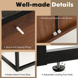Wood Wine Cabinet Rack Kitchen Storage Cabinet W/ Adjustable Shelf &Sliding Door - thumbnail 3