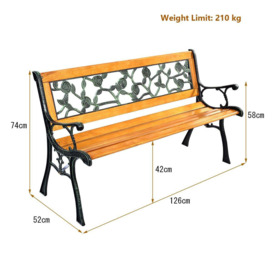 Garden Bench Furniture Weather-Proof Park Loveseat Chair Metal Structure - thumbnail 2