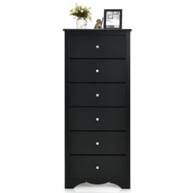 Chest of Drawers Free Standing 6 Drawers Wooden Storage Cabinet W/ Metal Handles