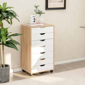 Modern 7-Drawer Chest Mobile Lateral Filing Cabinet Home Office Storage Cabinet