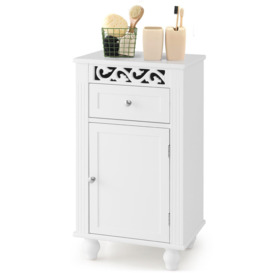 Bathroom Storage Cabinet  Freestanding Floor Cabinet w/ Drawer & 3-Position Adjustable Shelf - thumbnail 1