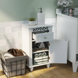 Bathroom Storage Cabinet  Freestanding Floor Cabinet w/ Drawer & 3-Position Adjustable Shelf - thumbnail 3