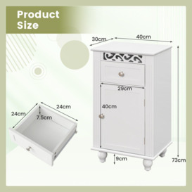Bathroom Storage Cabinet  Freestanding Floor Cabinet w/ Drawer & 3-Position Adjustable Shelf - thumbnail 2
