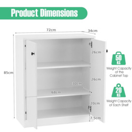 2-Door Storage Cabinet Buffet Cabinet w/ 3 Shelves Sideboard Kitchen Hallway - thumbnail 2