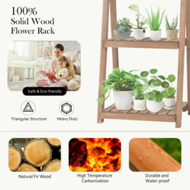 3 Tier Wooden Plant Stand Folding Flower Shelf Display Ladder Free Standing Flowers Rack Shelves - thumbnail 3