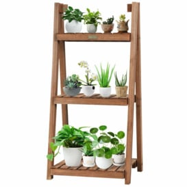 3 Tier Wooden Plant Stand Folding Flower Shelf Display Ladder Free Standing Flowers Rack Shelves - thumbnail 1