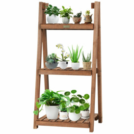 3 Tier Wooden Plant Stand Folding Flower Shelf Display Ladder Free Standing Flowers Rack Shelves