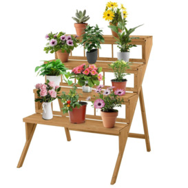 4-Tier Wooden Plant Stand Ladder Flower Pot Display Shelf Rack Holder Organizer - thumbnail 1
