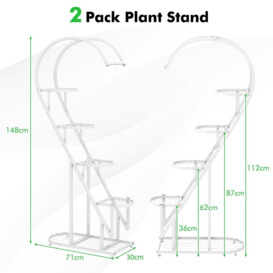 5 Tier Metal Plant Stand Heart-shaped Ladder Plant Shelf w/Hanging Hook - thumbnail 2