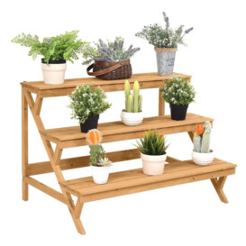 3-Tier Ladder Plant Stand Wooden Flower Pot Display Shelf Rack Holder Organizer
