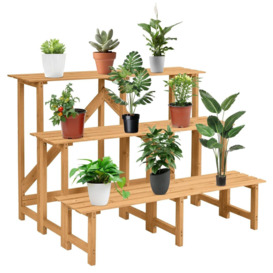 3-Tier Wooden Plant Stand Holder Flower Display Shelf Freestanding Ladder Rack - thumbnail 1