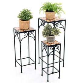 3Pcs Metal Plant Stand Painted Flowerpot Display Rack Nesting Planter Pot Holder