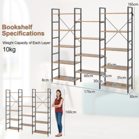 5-tier Industrial Lsdder Bookshelf Floor Standing Bookcase Display Shelf - thumbnail 2
