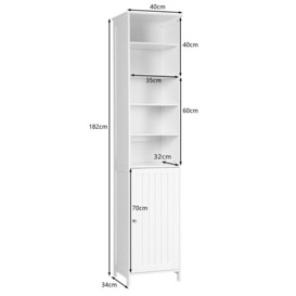 Bathroom Tall Cabinet Slim Freestanding Storage Organizer W/ Adjustable Shelves - thumbnail 2
