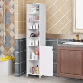 Bathroom Tall Cabinet Slim Freestanding Storage Organizer W/ Adjustable Shelves - thumbnail 3