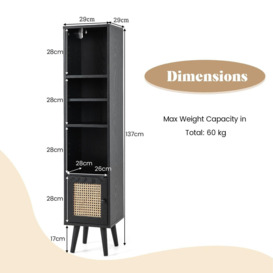 Narrow Bookshlef Slim Storage Dispaly Cabinet with 12-Position Adjustable Shelf - thumbnail 2