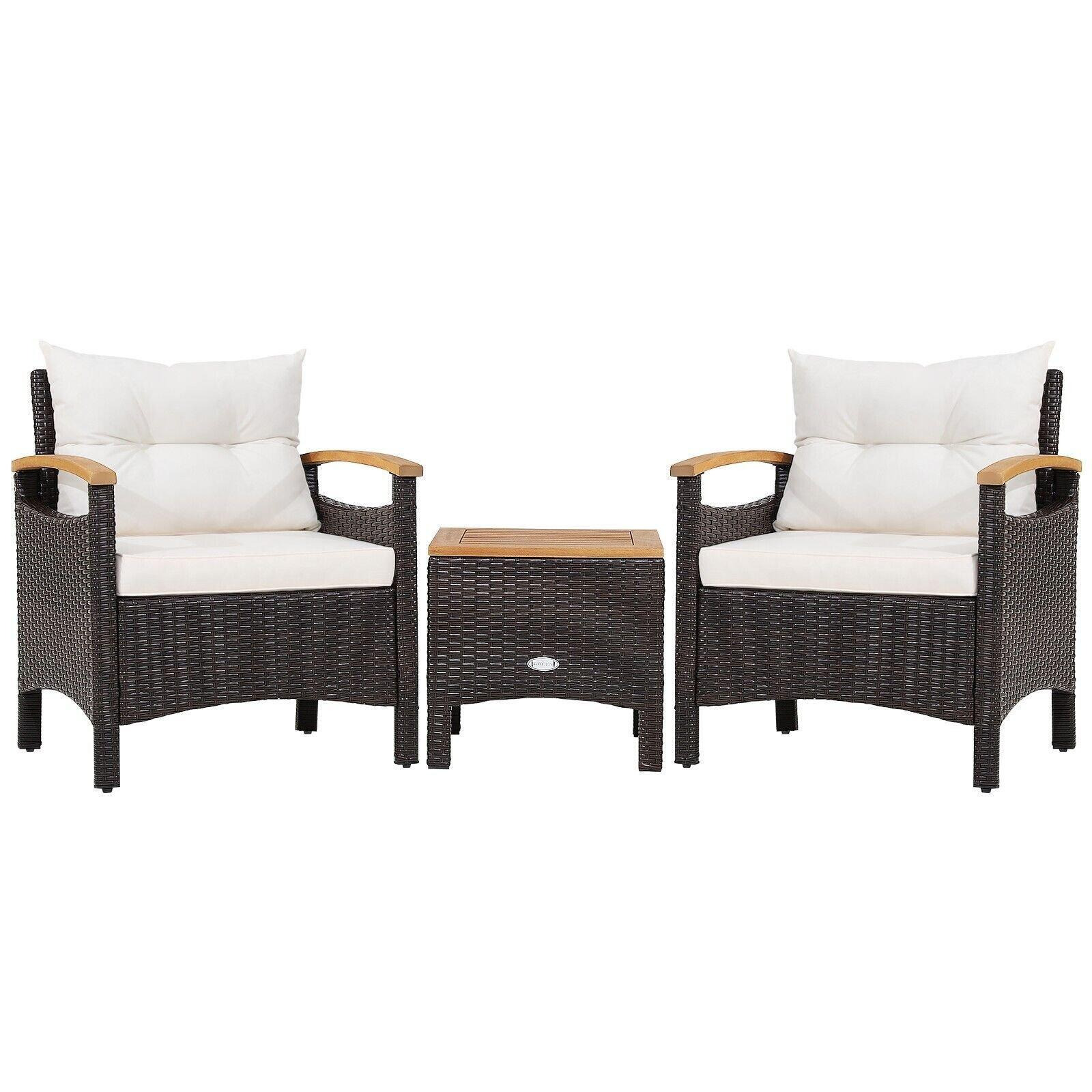 3pcs Patio Furniture Set Outdoor Rattan Sofa Set with Coffee Table Conversation - image 1