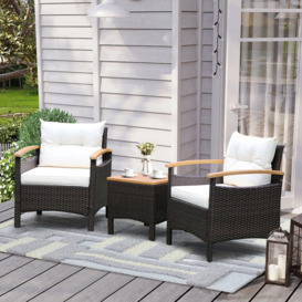 3pcs Patio Furniture Set Outdoor Rattan Sofa Set with Coffee Table Conversation - thumbnail 3