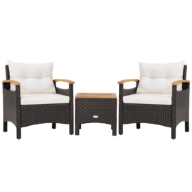 3pcs Patio Furniture Set Outdoor Rattan Sofa Set with Coffee Table Conversation