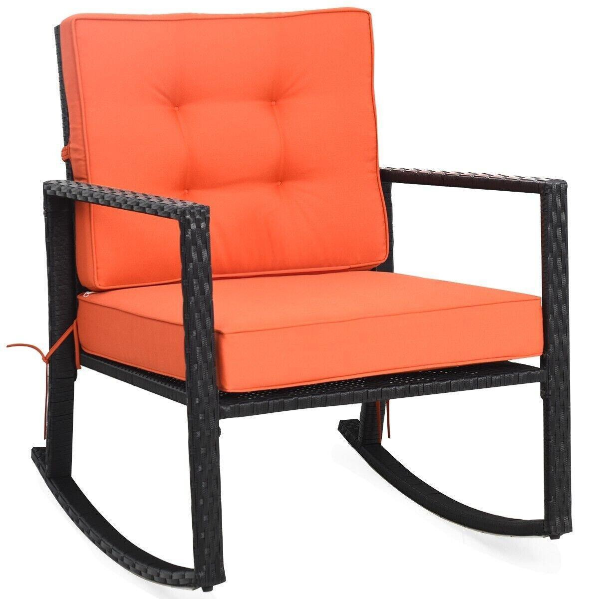 Outdoor Wicker Rocking Chair Metal Frame Patio Rattan Rocker - image 1