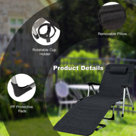 Folding Outdoor Chaise Lounger Patio Lounge Chair - thumbnail 2