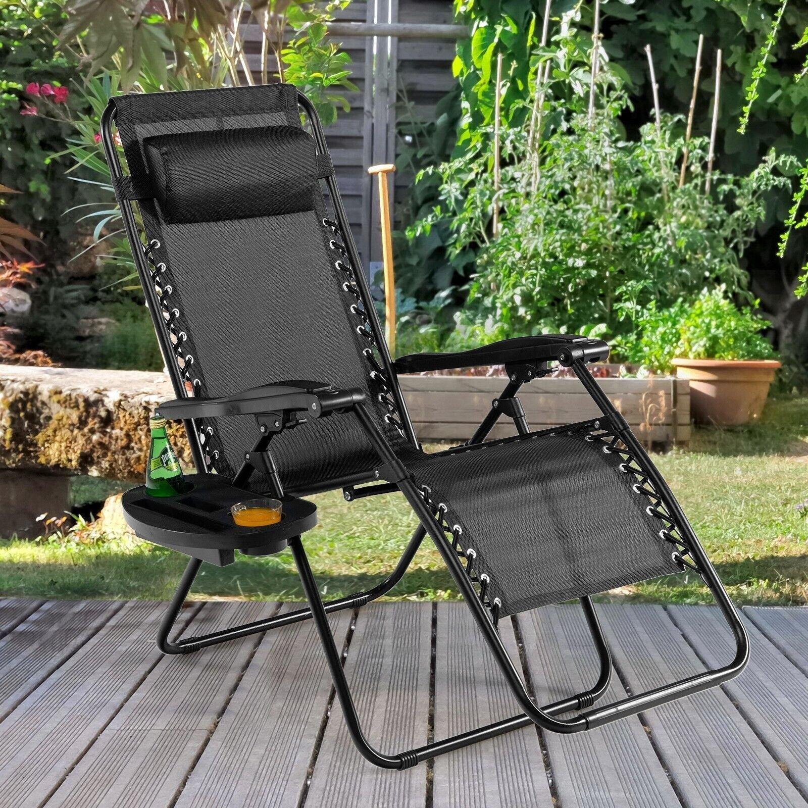 Folding Zero Gravity Chairs Outdoor Patio Recliners with Removable Headrests - image 1
