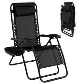 Folding Zero Gravity Chairs Outdoor Patio Recliners with Removable Headrests - thumbnail 2