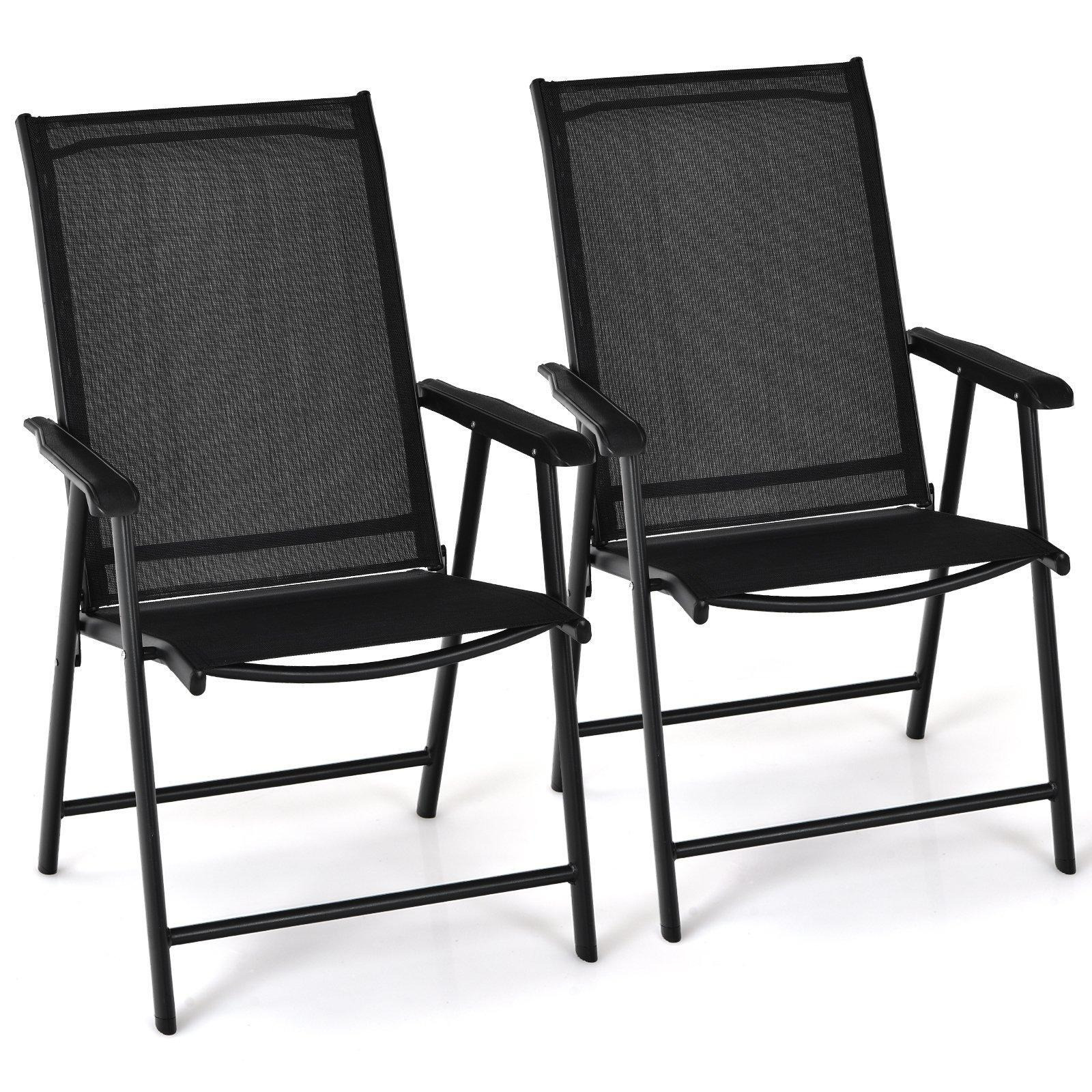 Set of 2 Folding Chairs Outdoor Dining Garden Chairs Armchair with Armrests - image 1