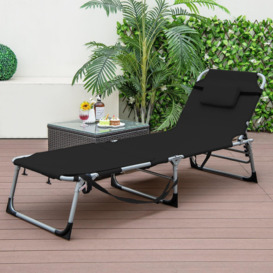 Outdoor Folding Chaise Lounger Patio Lounge Chair Portable Beach Recliner 5-position Adjustable