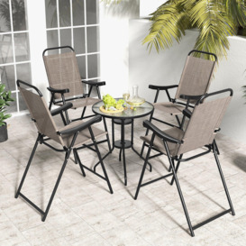 2Pcs Outdoor Bar Stool Chair Set Metal Frame High Top Garden Patio Folding Chair - thumbnail 2