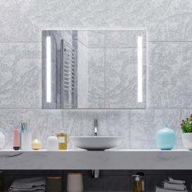 80CM x 60CM Bathroom Mirror Wall Mounted Mirror Adjustable Brightness - thumbnail 3