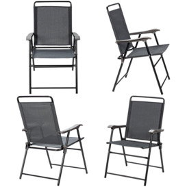 Set of 4 Patio Folding Chairs Portable Armchair Dining Chair w/ Curved Armrest