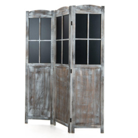 3-Panel Folding Room Divider 136 x 178cm Wooden Retro Decorative Wall Divider