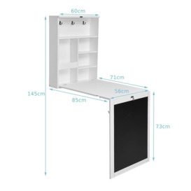Folding Wall Mounted Drop-Leaf Table Space Saving Floating Computer Desk - thumbnail 2